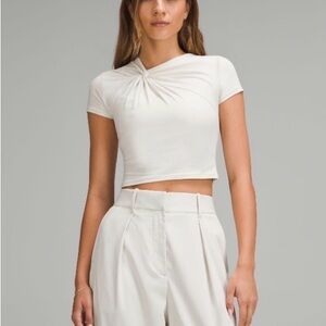 Lululemon asymmetrical front twist shirt small bone
